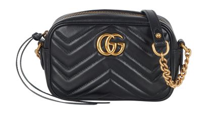 Mini GG Marmont Camera Bag, &pound;695, Handbags, Black, Leather, Front view